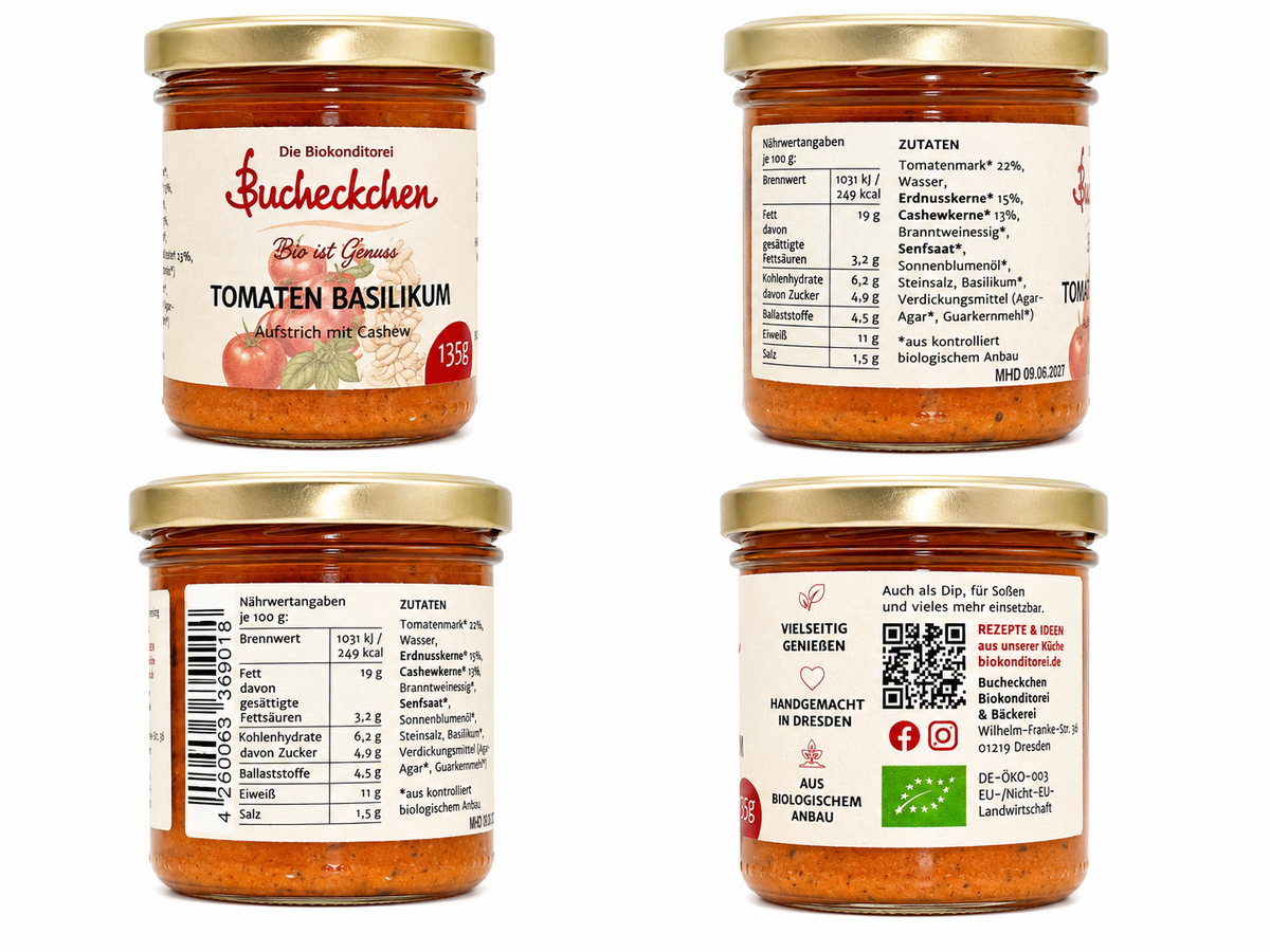 Veganer Bio-Aufstrich Tomate Basilikum 135 g