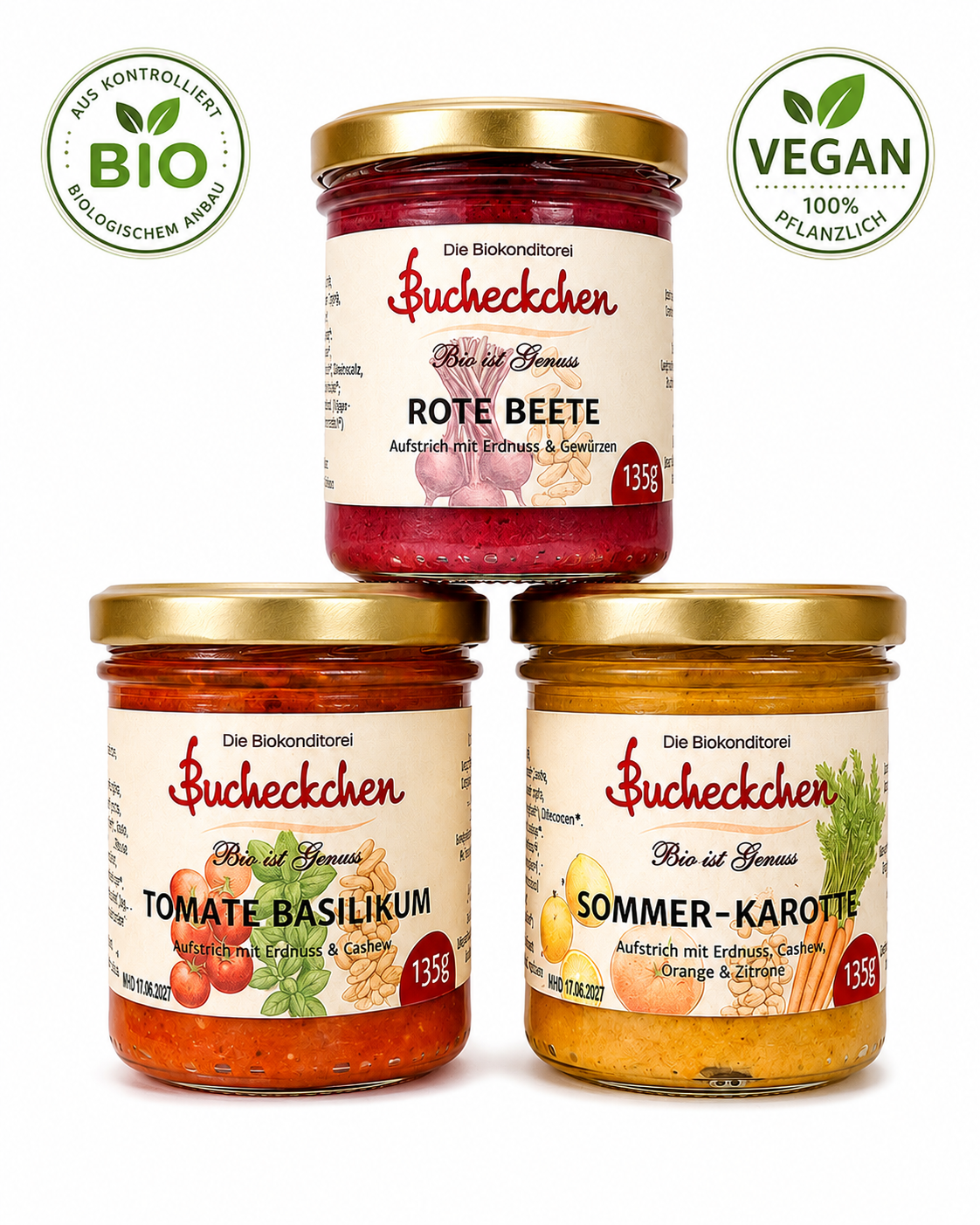 Veganes Bio-Aufstrich Entdecker-Set – 3 × 135 g