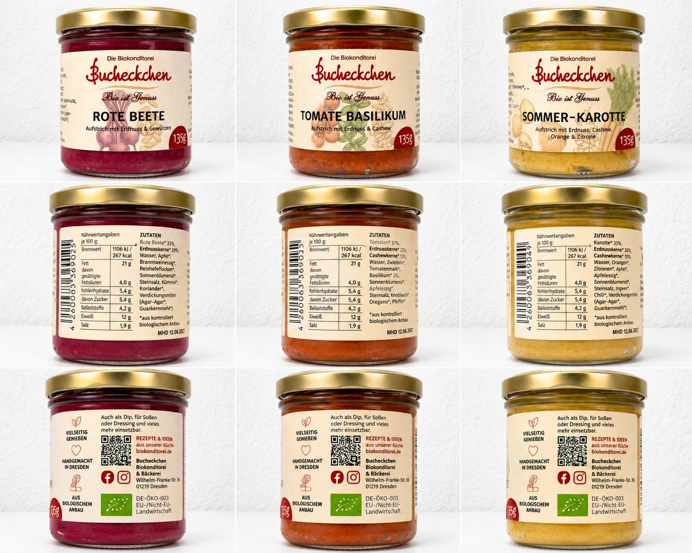 Veganes Bio-Aufstrich Entdecker-Set – 3 × 135 g