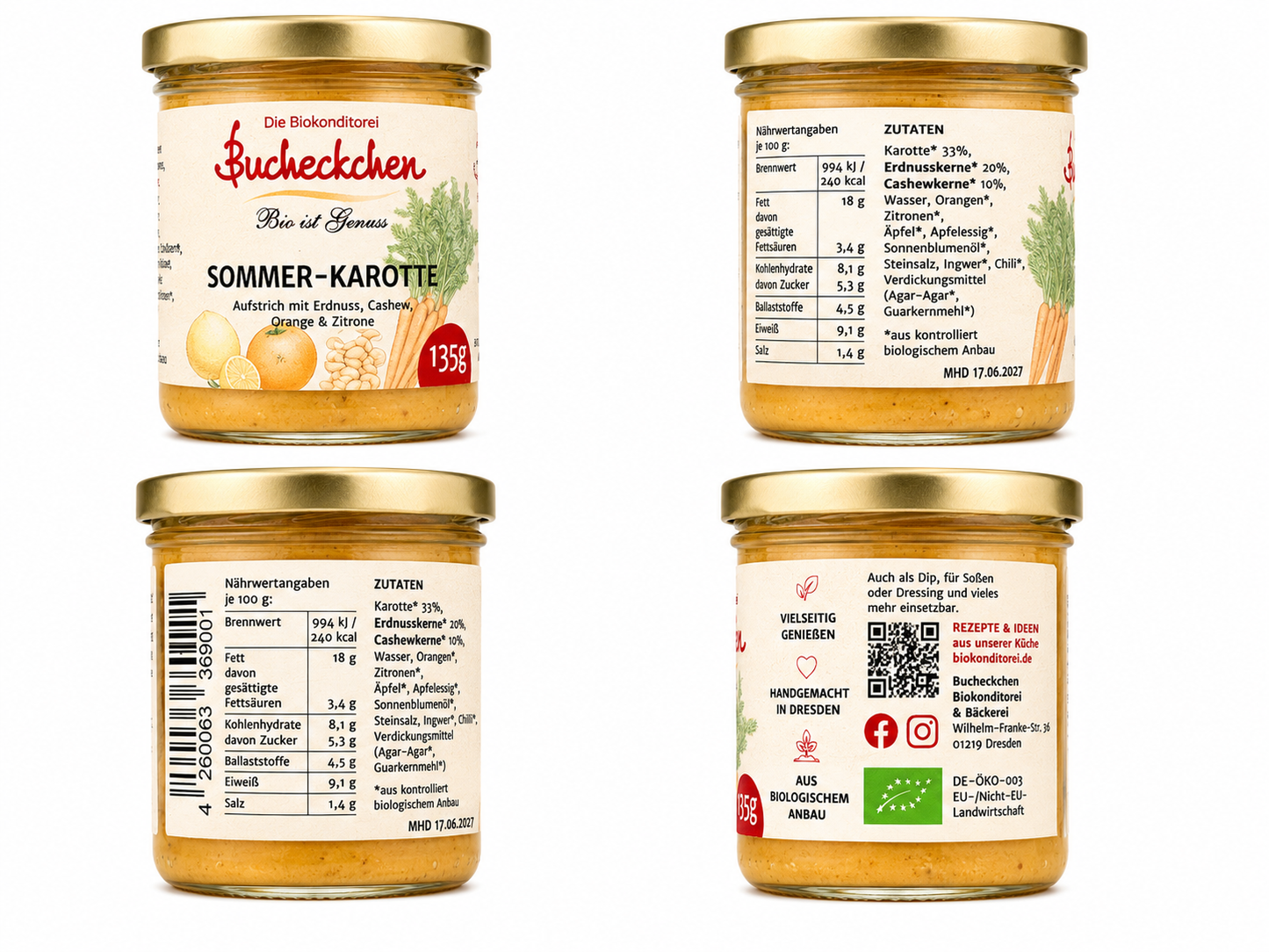 Veganer Bio-Aufstrich Sommer-Karotte 135 g