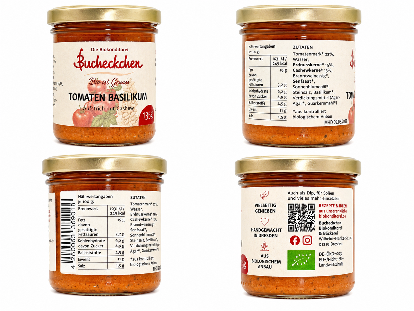 Veganer Bio-Aufstrich Tomate Basilikum 135 g