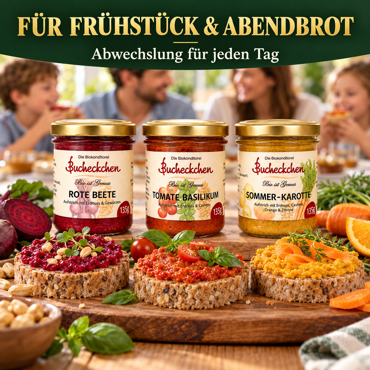 Veganes Bio-Aufstrich Entdecker-Set – 3 × 135 g