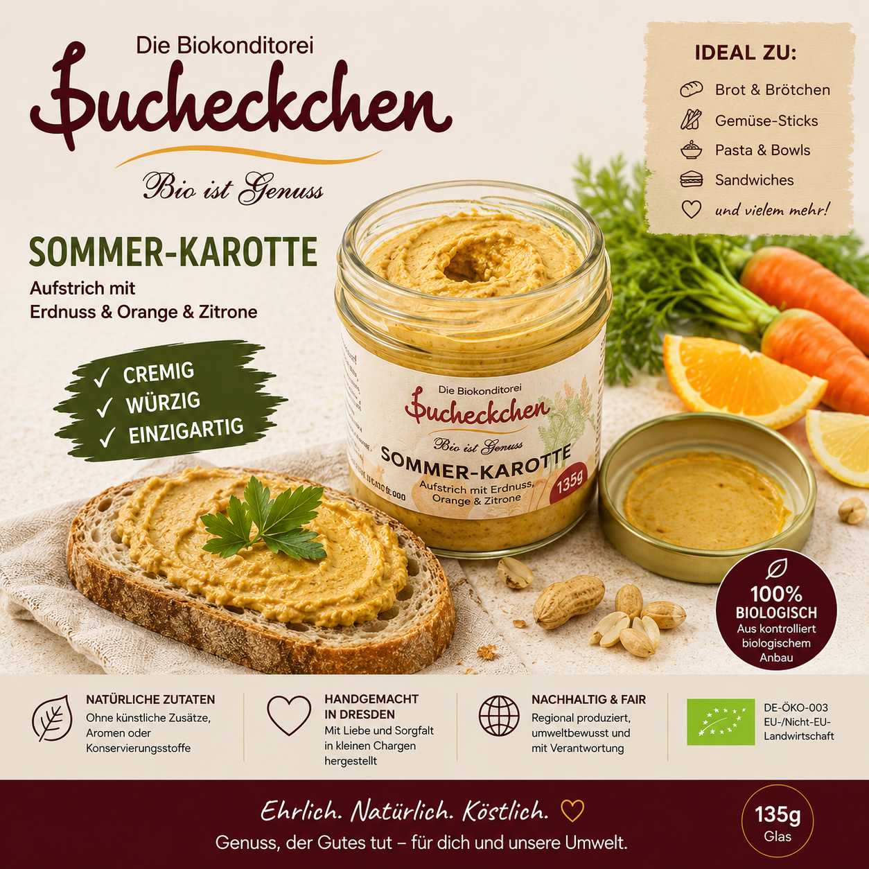 Veganer Bio-Aufstrich Sommer-Karotte 135 g